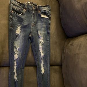 Ripped blue jeans